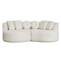 3-SITZER SOFA Geschwungenes Modulares Chenille Cashew - Beige, Textil (223/79/109cm) - Urban Meuble