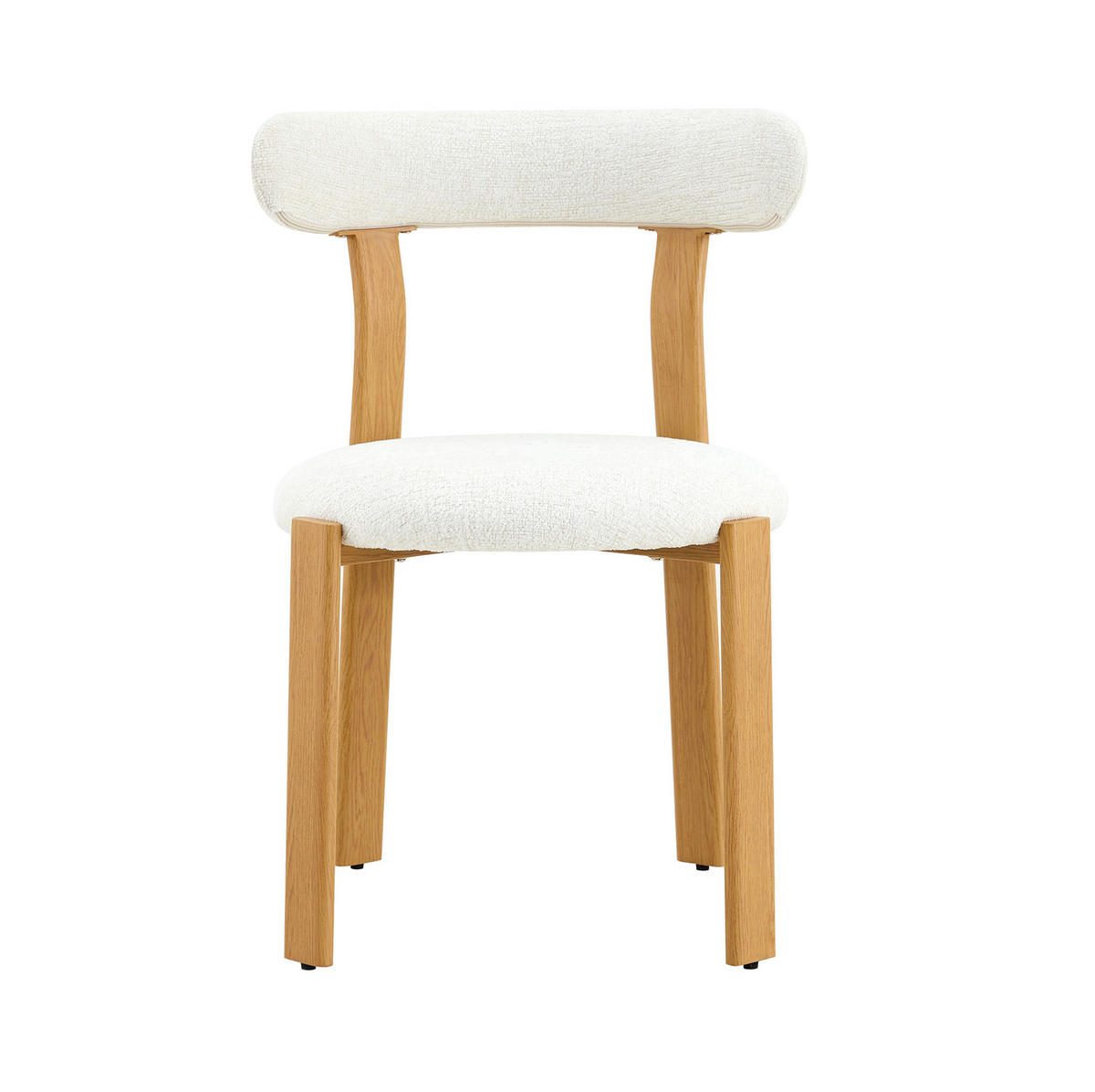 STUHL mit Bouclé-Bezug Weiß Holz - Weiß, Holz (44/79/55.5cm) - Meubliv