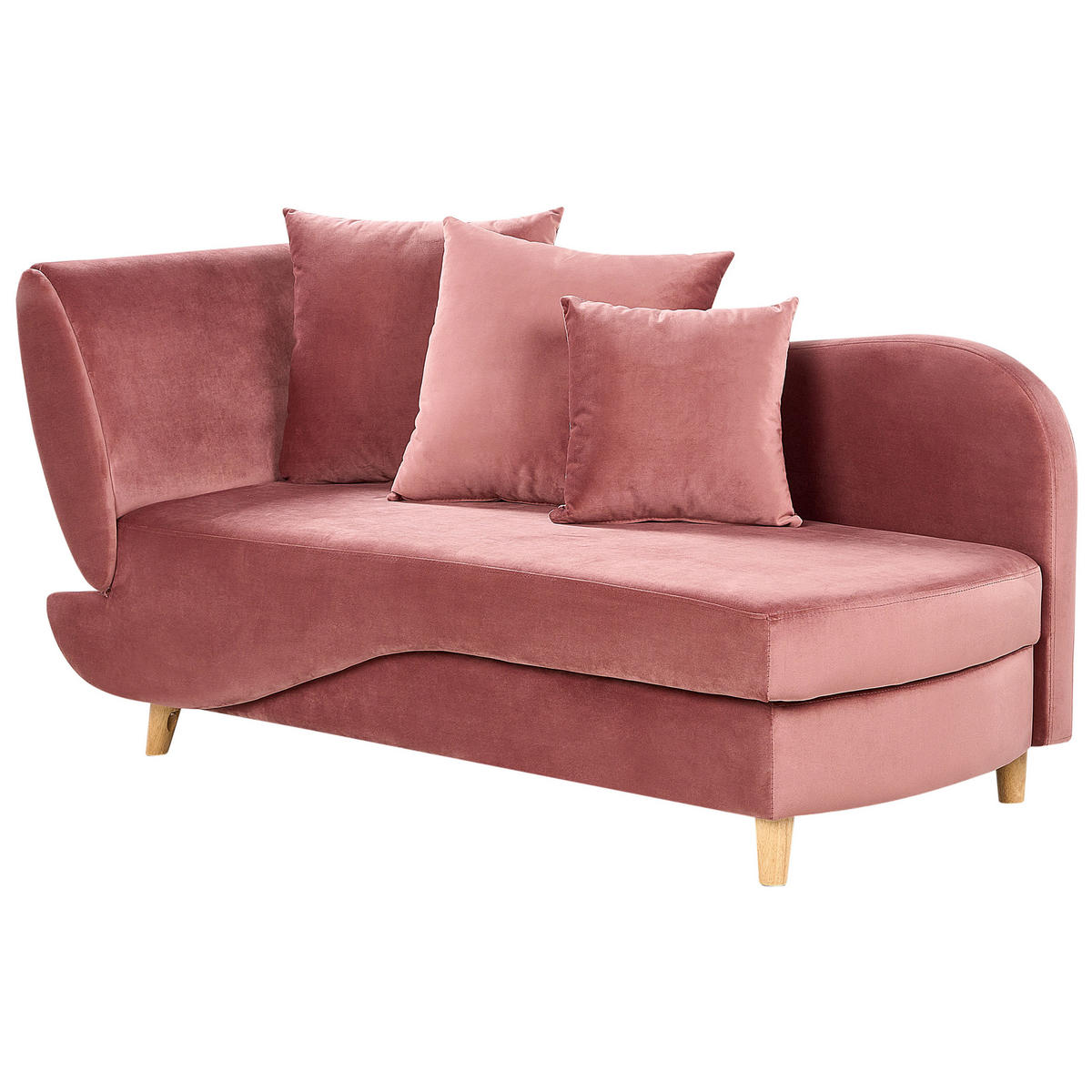 CHAISELONGUE-LINKSSEITIGE Rosa Meri - Pink/Braun, Textil (155/76/69cm) - Beliani