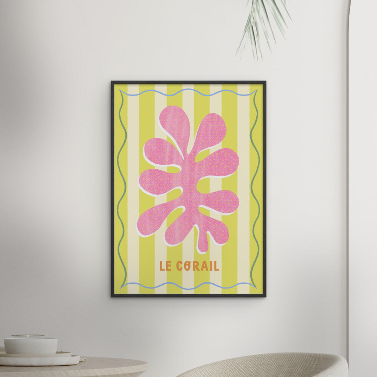 POSTER mit Rahmen Melissa Donne - Le Corail Lemon/Cream - Multicolor/Schwarz, Holz/Papier (50/70cm) - Poster&Frame