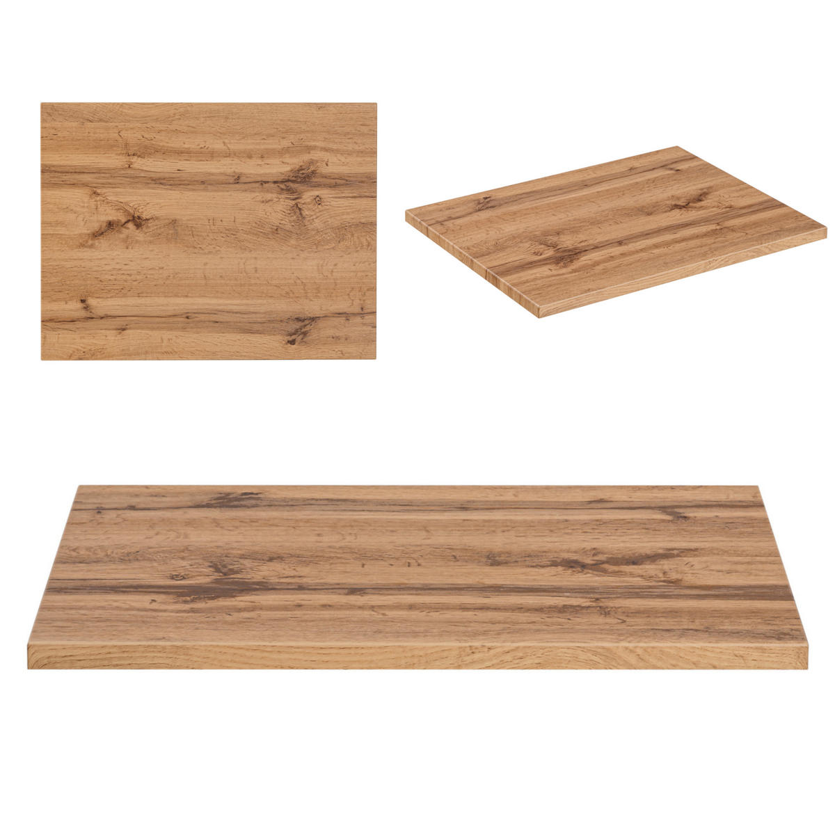 WASCHBECKENUNTERSCHRANK ADEN SET2 Arbeitsplatte Weiß - Schwarz/Weiß, Glas/Holzwerkstoff (80/60/46cm) - Komodee
