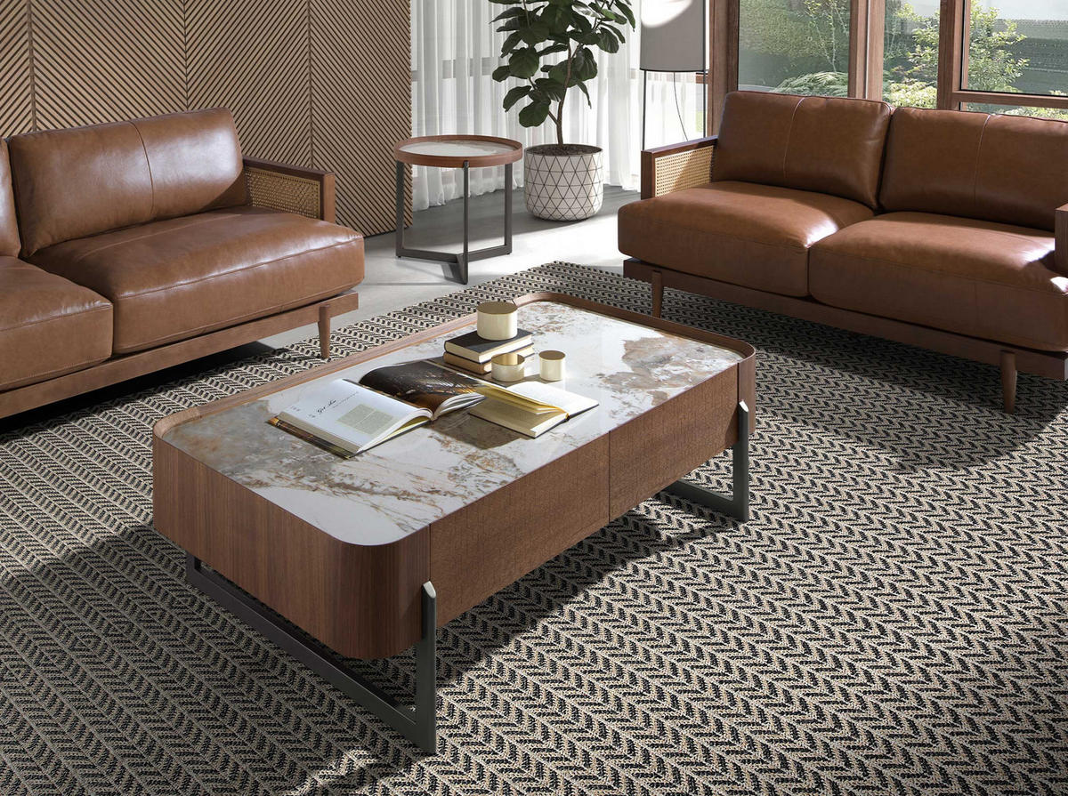 COUCHTISCH Weiß Dunkler Stahl Walnuss 140/75/40 cm - Walnussfarben/Weiß, Holz (75/140/40cm) - ANGEL CERDA