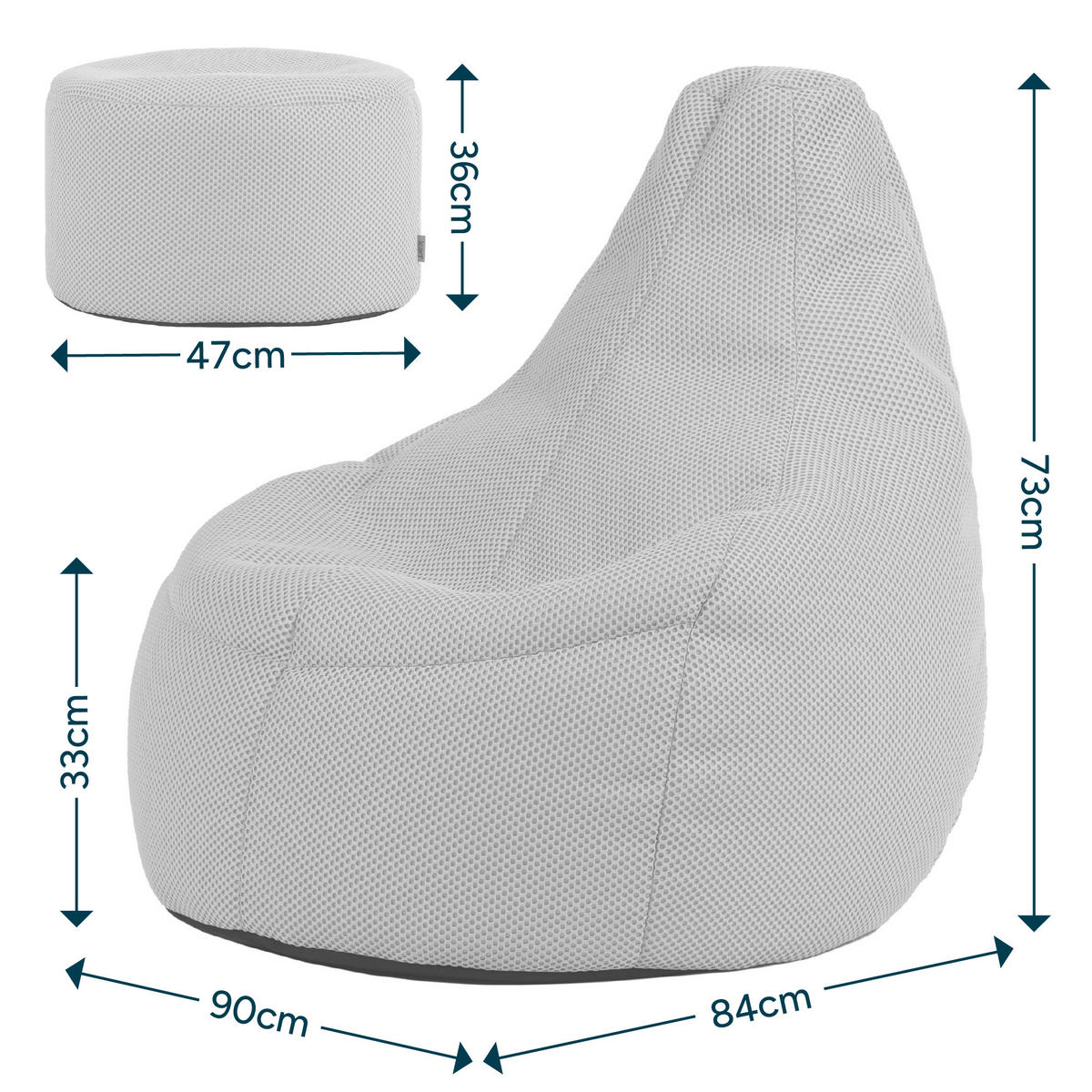 SITZSACK mit Hocker Techmesh Gaming - Pink, Textil (90/73/84cm) - icon