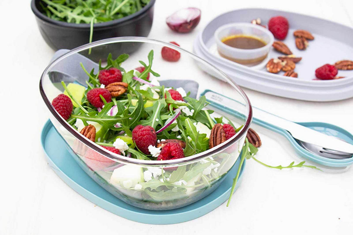 SALATBOX Ellipse nordic pink 1300 ml - Rosa, Kunststoff (17.5/9.5/22.5cm) - Mepal