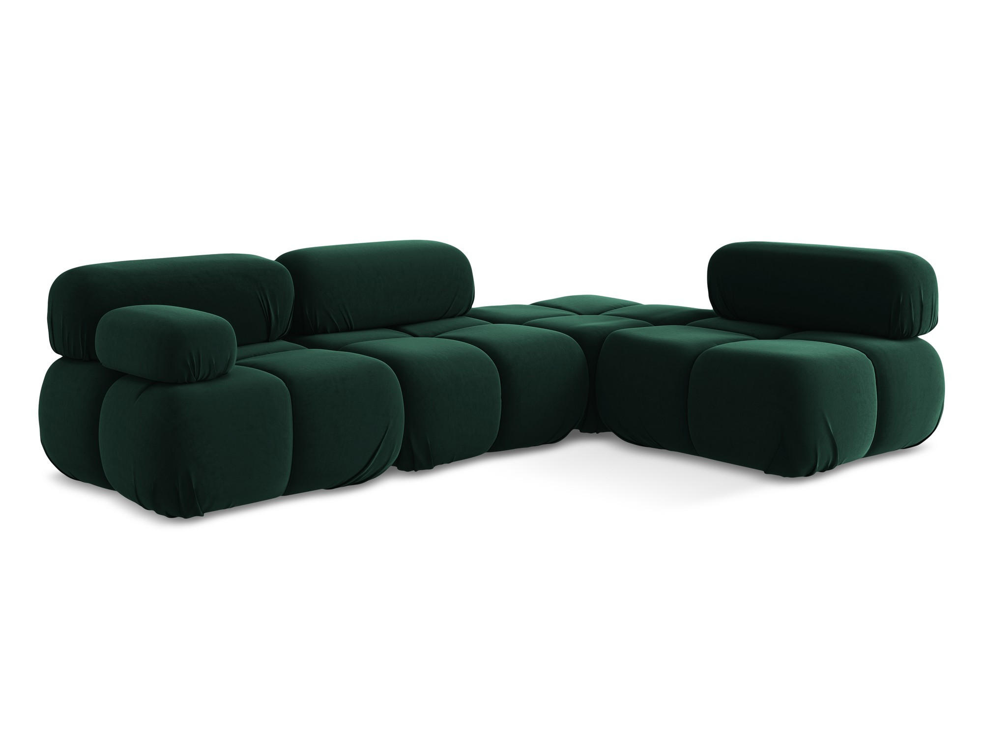 ECKSOFA Rechts Samt Stoff Grün - Blau/Dunkelgrün, Kunststoff/Textil (285/190cm) - Makamii
