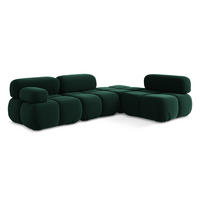 ECKSOFA Rechts Samt Stoff Grün - Blau/Dunkelgrün, Kunststoff/Textil (285/190cm) - Makamii