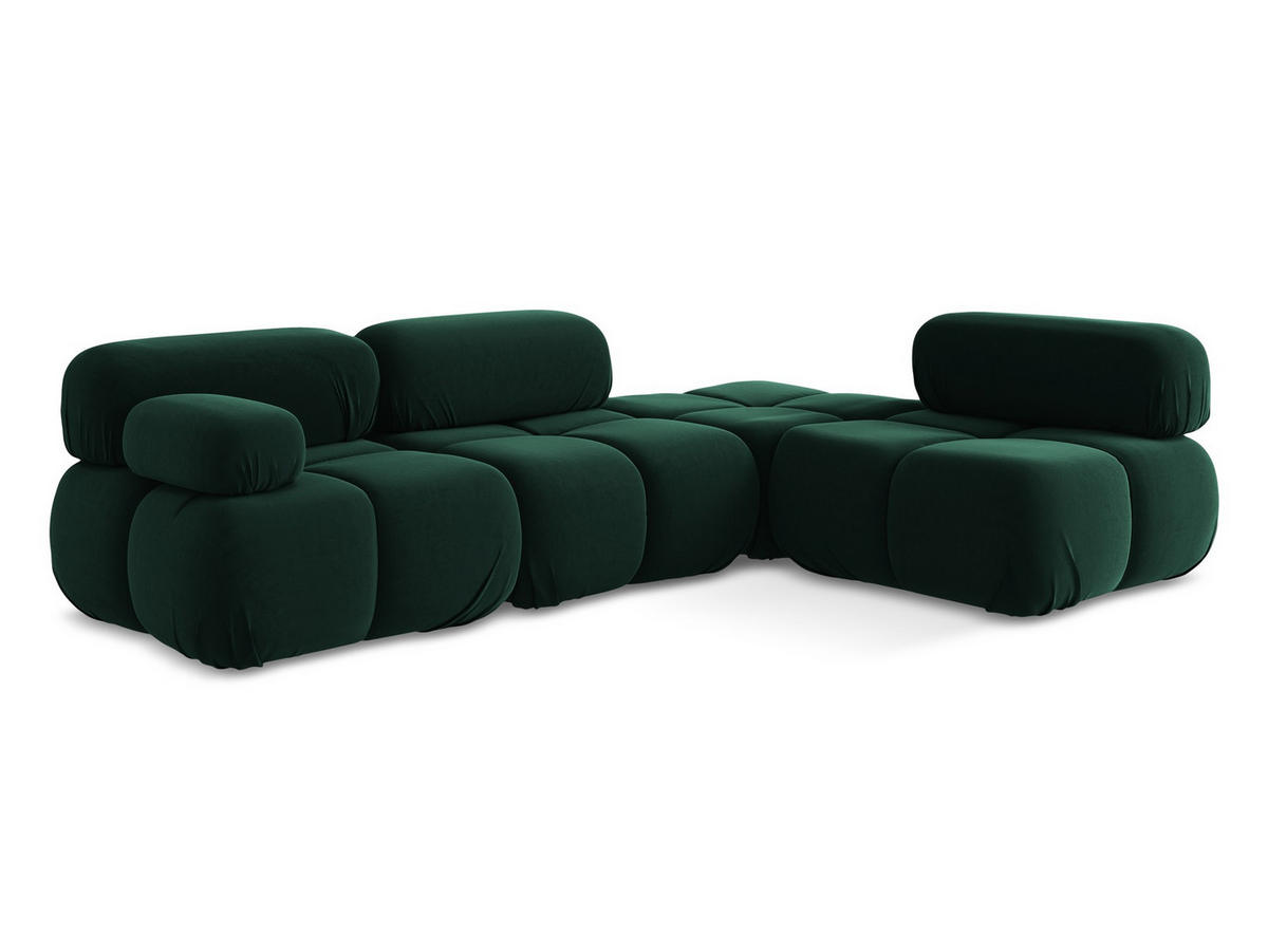 ECKSOFA Rechts Samt Stoff Grün - Blau/Dunkelgrün, Kunststoff/Textil (285/190cm) - Makamii