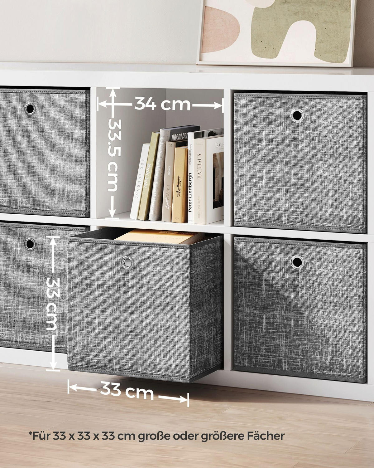 AUFBEWAHRUNGSBOX PRISTINA 6ER-SET - Grau, Textil (33/33/33cm) - Hansiro