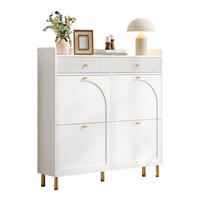 SCHUHSCHRANK aus MDF & Spanplatte 106.5x25x105.5cm in Weiß mit Kippsicherung - Weiß, Holzwerkstoff (106/105.5/25cm) - Modfu