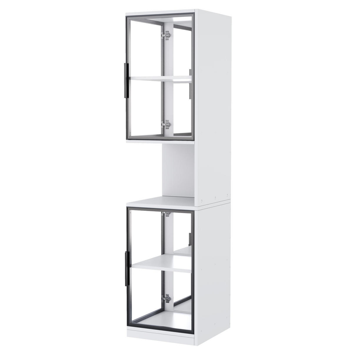 VITRINE aus Spanplatte 42x44x205cm in Weiß mit LED-Beleuchtung - Weiß, Holzwerkstoff (42/205/44cm) - Modfu
