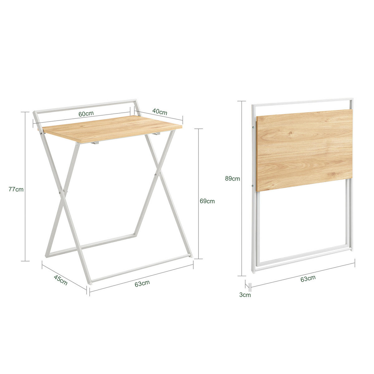 SCHREIBTISCH Weiß-Natur - Weiß, Holzwerkstoff (45/63/77cm) - SoBuy