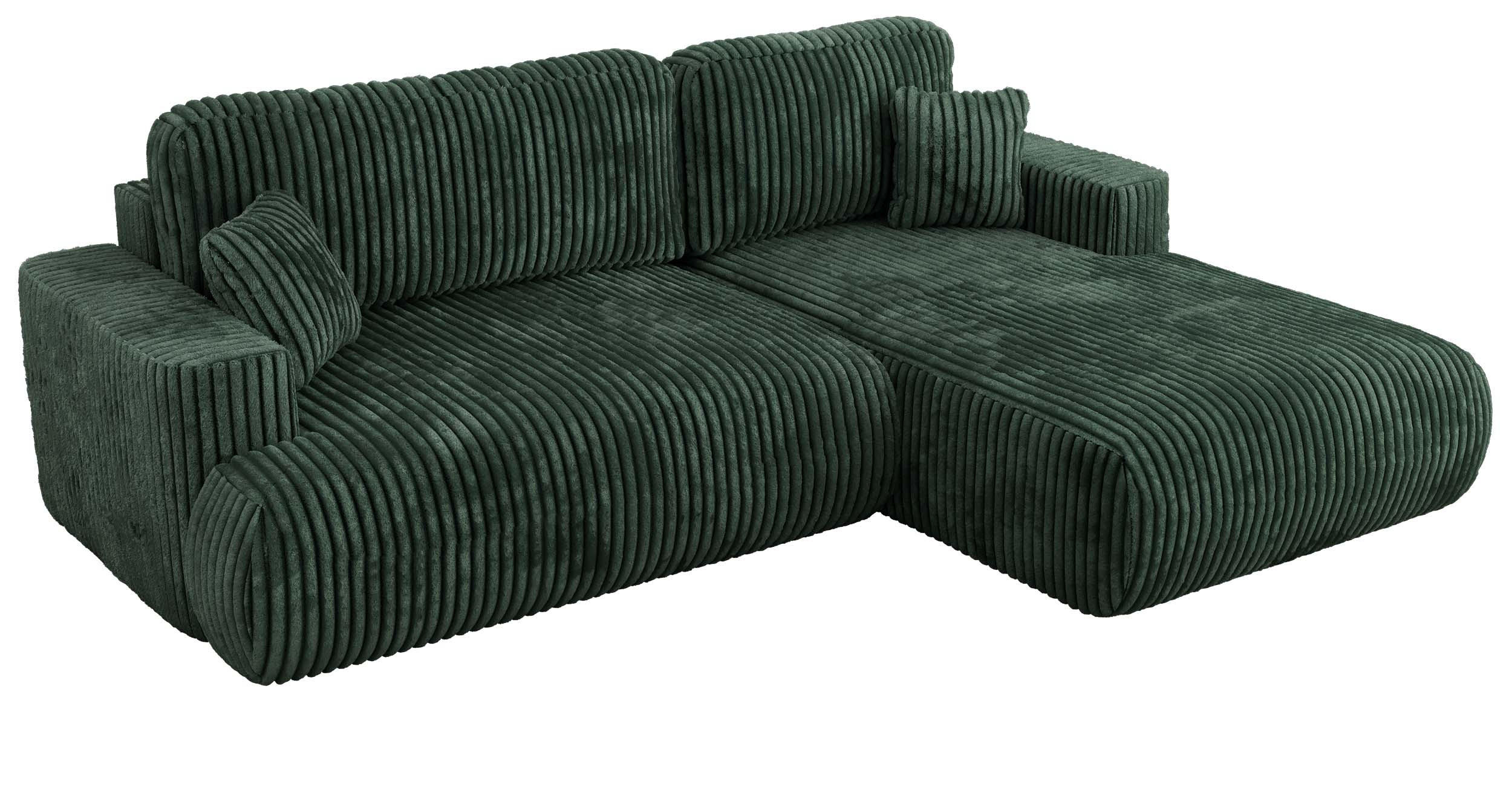 ECKSOFA OVO L Grün Cord - Rechts Seite - Schwarz/Grün, Kunststoff/Textil (195/271cm) - MKS