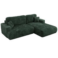 ECKSOFA OVO L Grün Cord - Rechts Seite - Schwarz/Grün, Kunststoff/Textil (195/271cm) - MKS