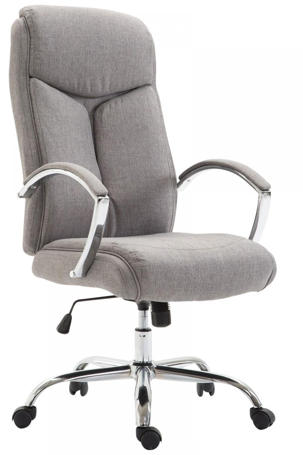 CHEFSESSEL Stoff grau - Chromfarben/Grau, Textil/Metall (65/115/73cm) - CLP