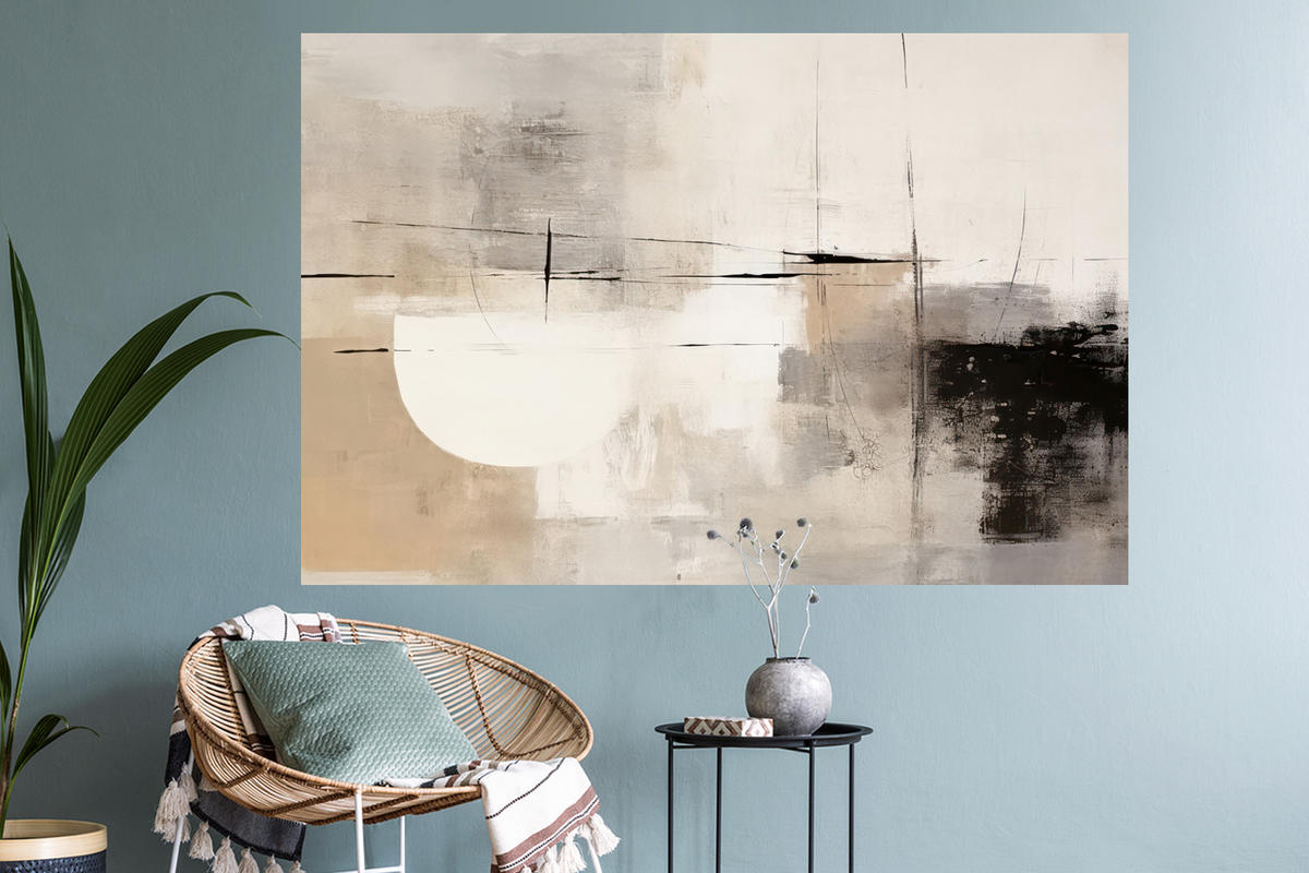 WANDTATTOO Abstrakt - Kunst - Grau 120x80 cm - Hellgrau, Kunststoff (120/80/0.1cm) - MuchoWow