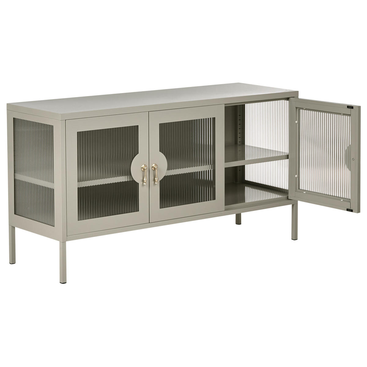 SIDEBOARD mit 3 Türen Metall Hellbeige Gleora - Beige, Metall (120/65/40cm) - Beliani