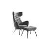 SESSEL MIT HOCKER LOTTE Silber Velvet - Silberfarben/Schwarz, Textil (79/117/82cm) - KAWOLA