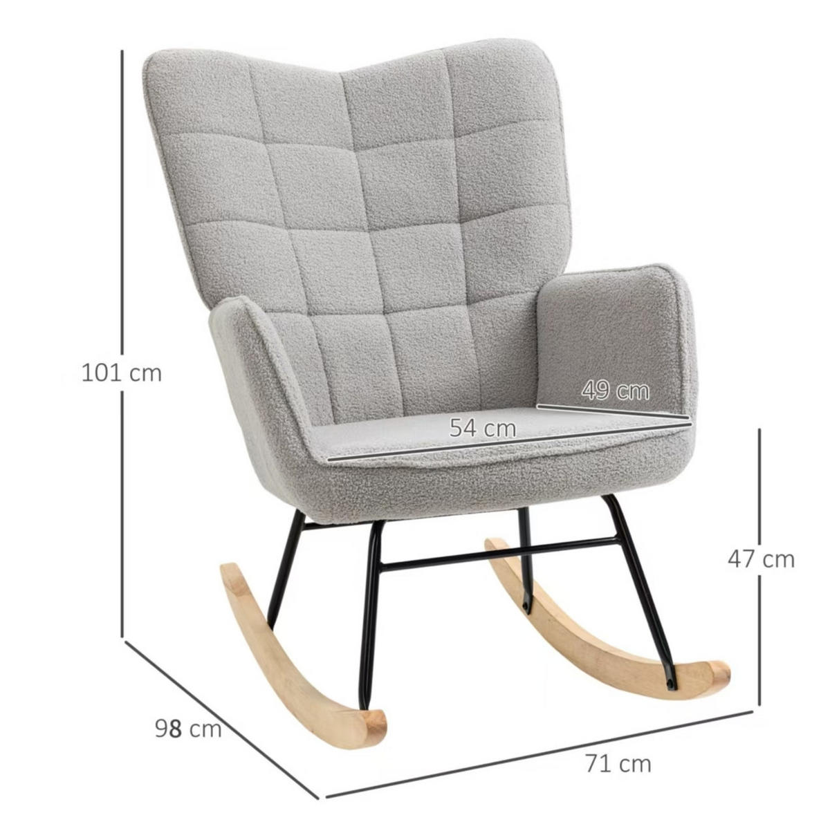 SCHAUKELSTUHL Polyester mit Stahlrahmen, Holzsockel 71/98/101 cm Hellgrau - Hellgrau, Textil (98/101/71cm) - Redom