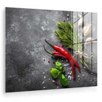 ACRYLGLASBILD Pfeffer - Kräuter - Gewürze - Beton 80x60 cm - Dunkelgrau, Glas (80/60cm) - MuchoWow