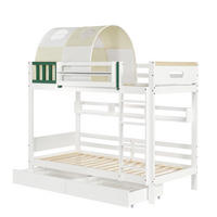 ETAGENBETT 90x200cm in Weiß+Gelb Grün，Zwei Schubladen mit Rollen - Weiß, Holz (90/200cm) - KOMHTOM