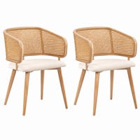 ESSZIMMERSTÜHLE 2er-Set Rattan-Rückenlehne PU-Leder Beige/Braun - Beige, Holz (51/79/47cm) - Meubliv