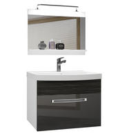 BADMÖBEL Badezimmer Silber / Ebenholz Royal, Glänzend und Matt - Silbereichenfarben, Holz (60/51/40cm) - B BELINI GROUP