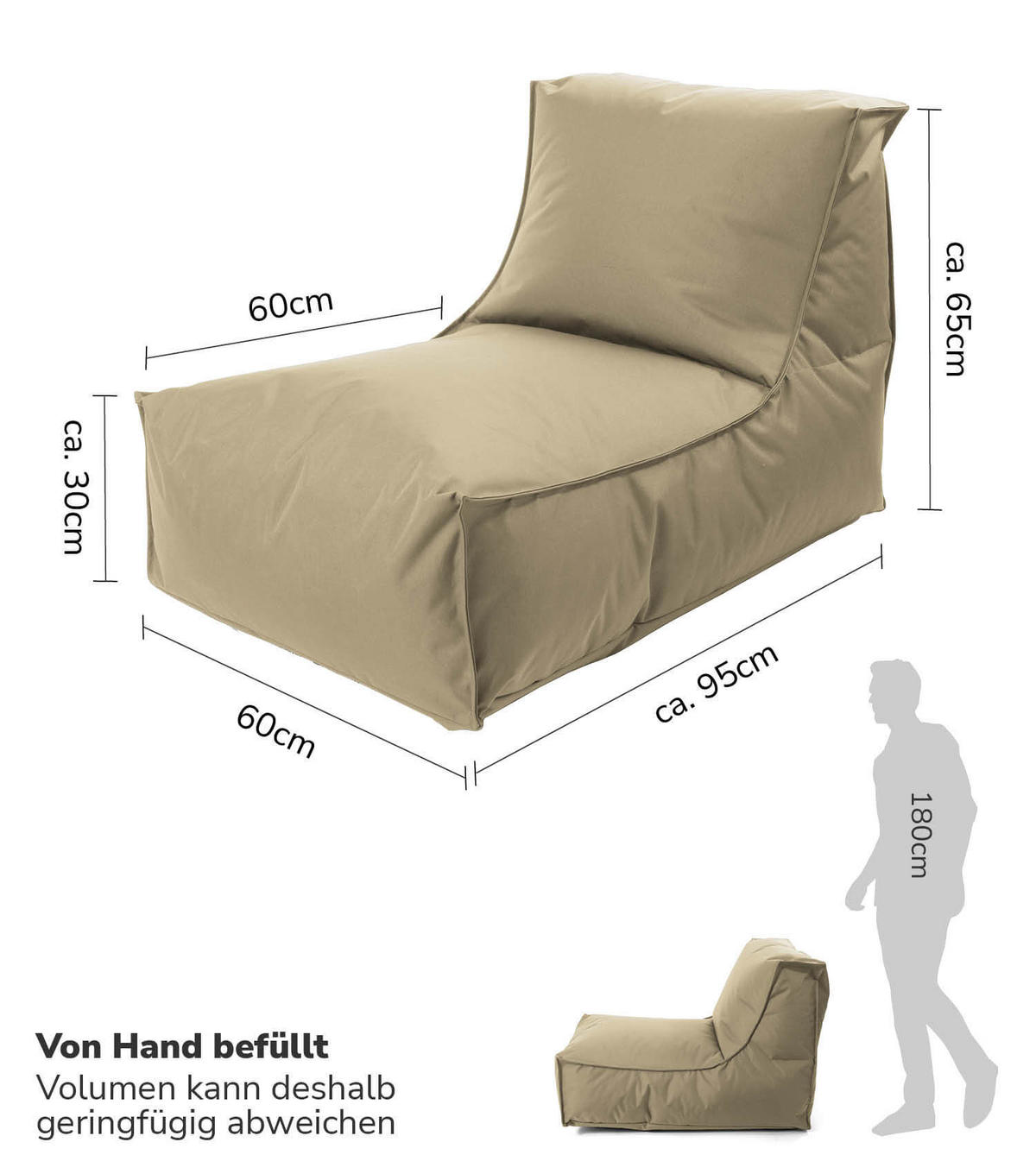 SITZSACK mit Schutzhülle Der Sundowner - Cappuccino, Textil (60/65/95cm) - Mokebo