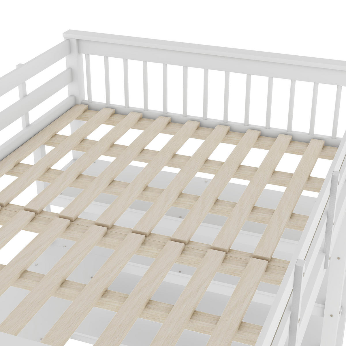 HOCHBETT 140/200 cm weiß mit Ablagefächern und Unterbettschreibtisch - Weiß, Holz (140/200cm) - OKWISH