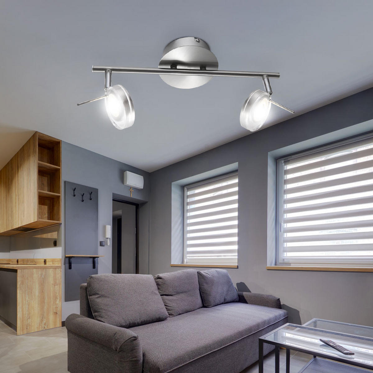 LED DECKENLEUCHTE Canyon Silber Nickel matt - Silberfarben, Metall (35.5/8/18.5cm) - Globo Lighting