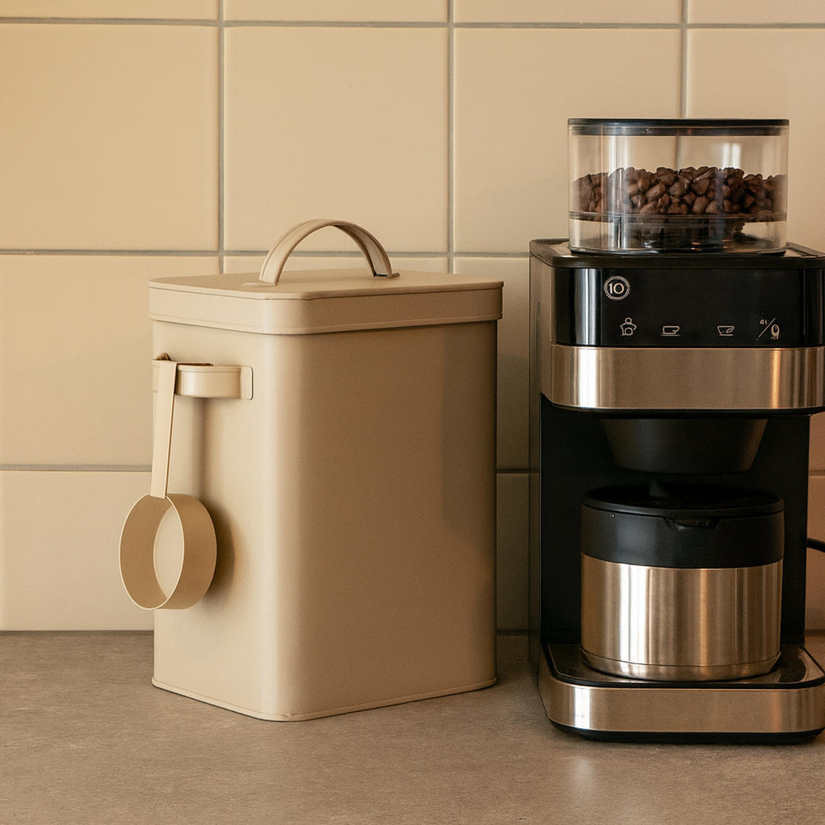 METALLBOX - Beige, Kunststoff/Metall (24.5/27.5/16cm) - Relaxdays