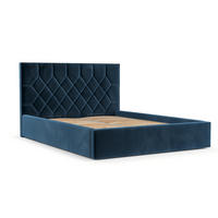POLSTERBETT Brisa 180/200 cm Dunkelblau im Kronos Stoff - Schwarz/Naturfarben, Holz/Holzwerkstoff (180/200cm) - AltaBeds