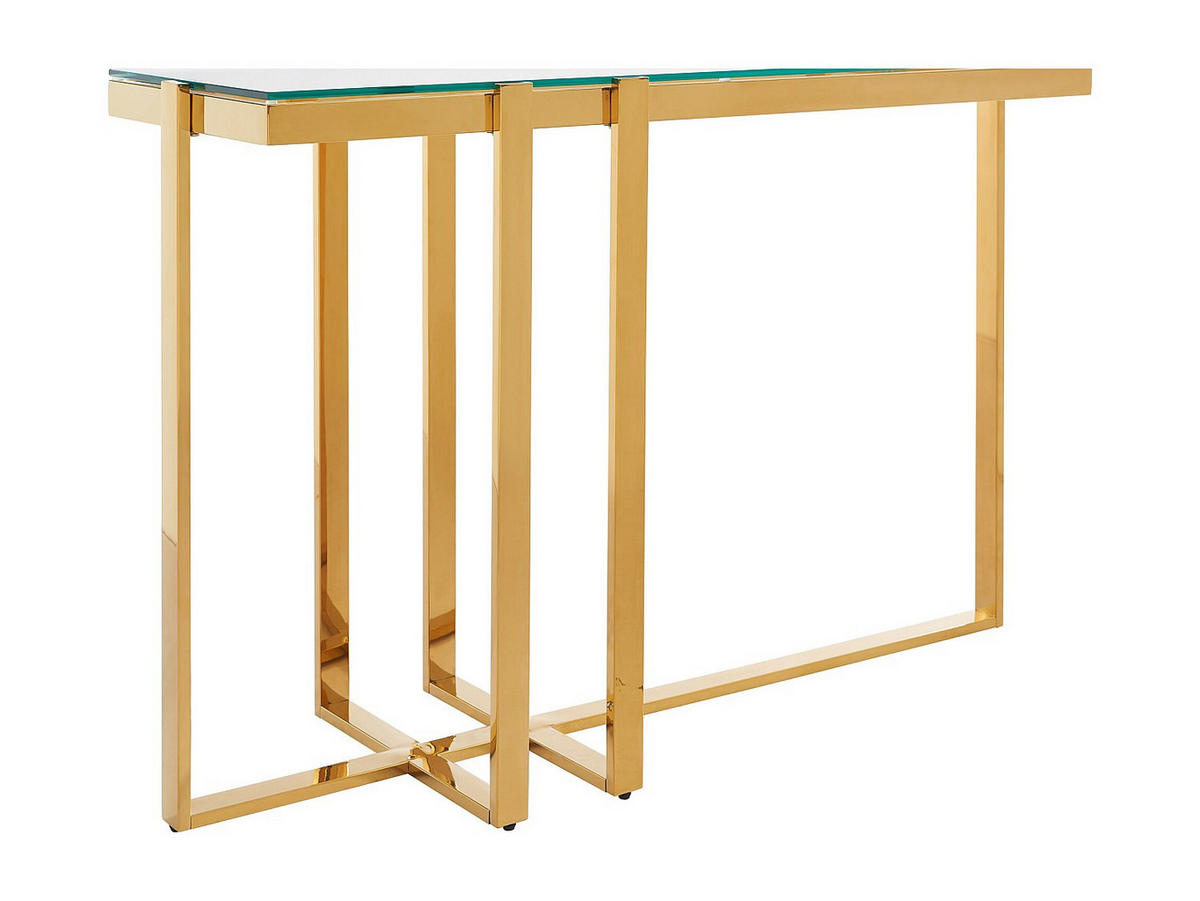 KONSOLENTISCH - 120 cm x 40 cm - glas - transparent, goldfarben Veletia - Transparent/Goldfarben, Glas (40/120/78cm) - Vente-Unique