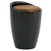 SITZHOCKER DANIEL - Dunkelbraun/Schwarz, Kunststoff/Textil (35/50/35cm) - IDIMEX