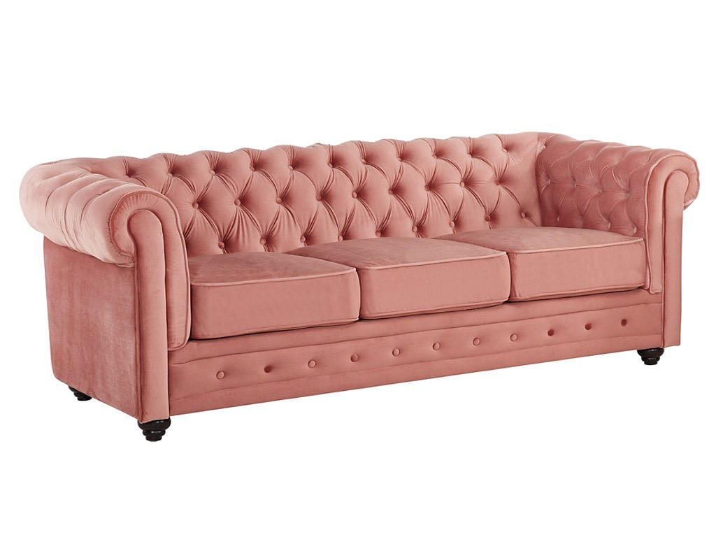 SOFA ohne Schlafmöglichkeit - -Sitzer - Samt, Stoff - Puderrosa - - Pink, Textil (205/72/88cm) - Vente-Unique