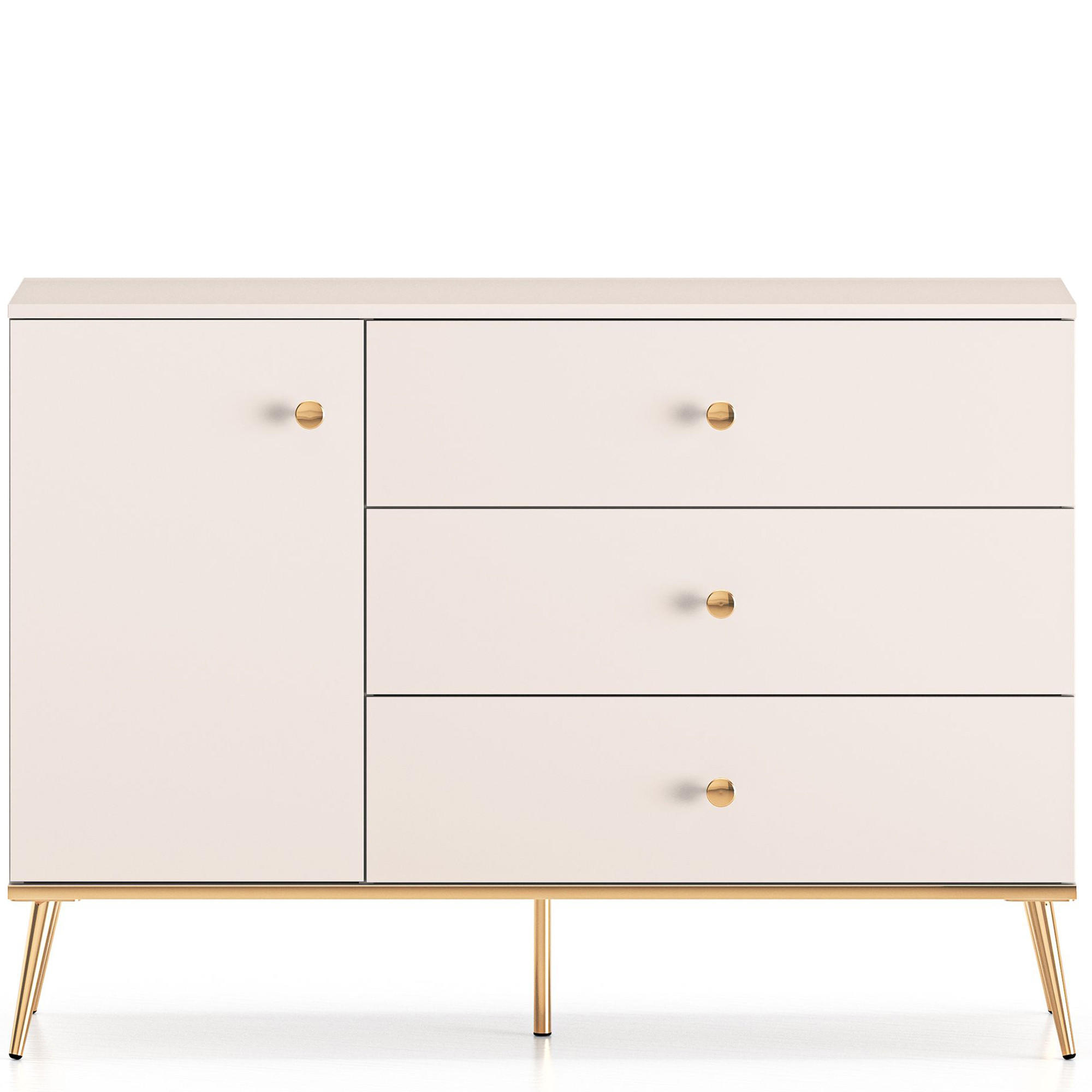 KOMMODE FRALIA,Creme - Creme, Holzwerkstoff (120/85/40cm) - KONSIMO®
