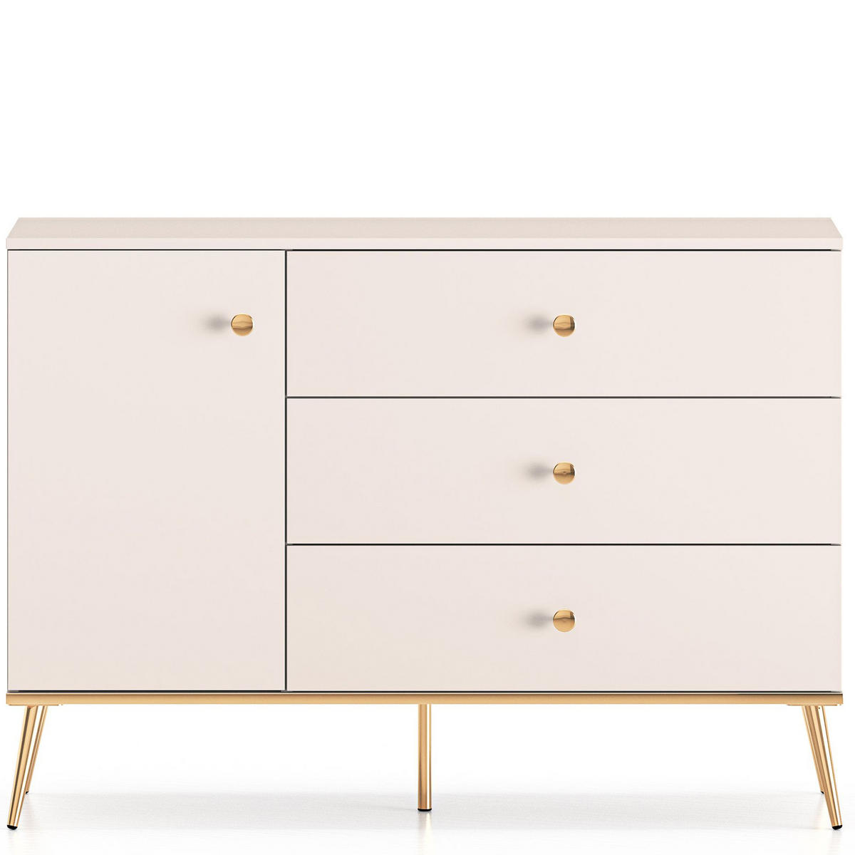 KOMMODE FRALIA,Creme - Creme, Holzwerkstoff (120/85/40cm) - KONSIMO®
