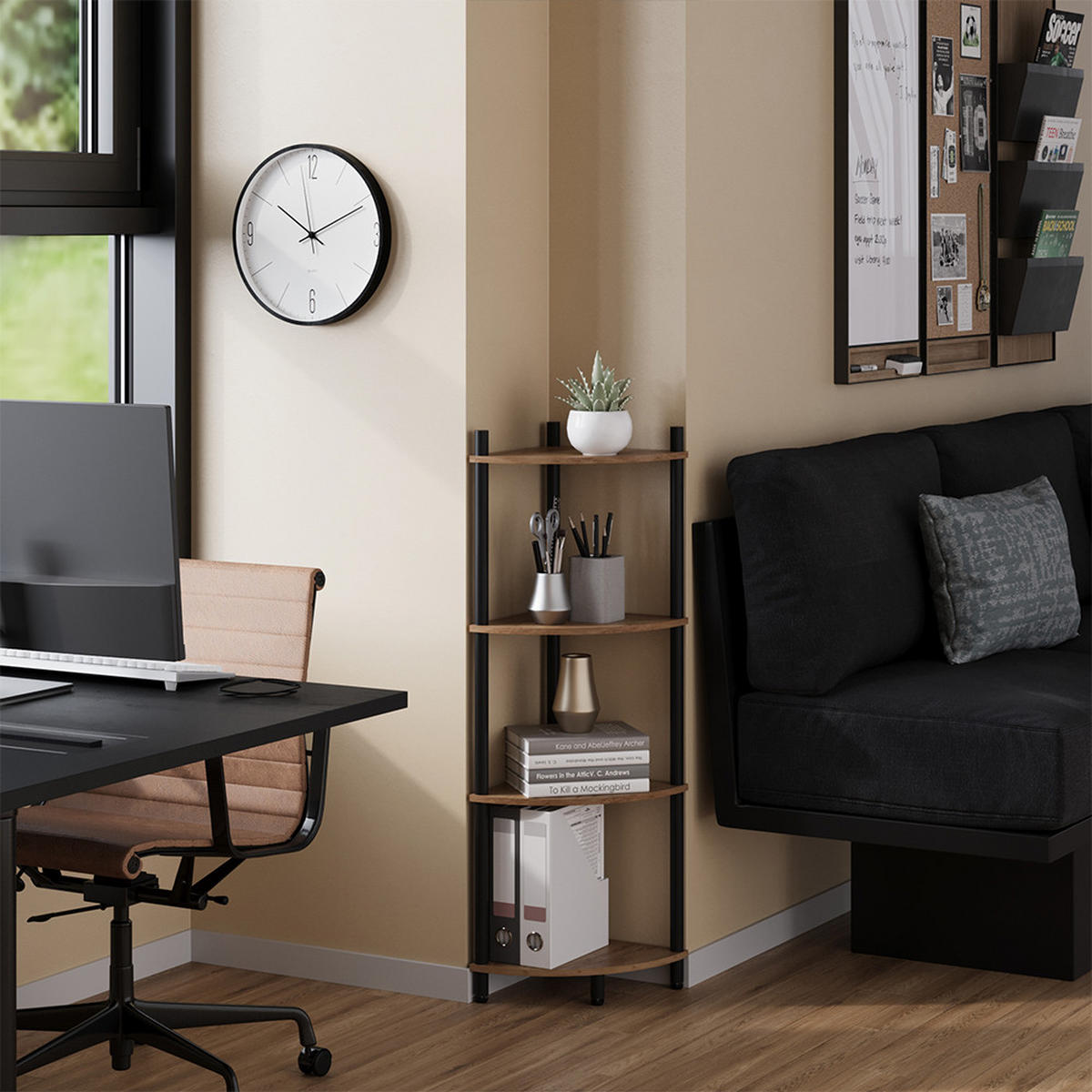 ROHOVÁ POLICE Bivio Zlatý dub power/antracit - medově dubová, kompozitní dřevo (29/102.5/29cm) - Vicco