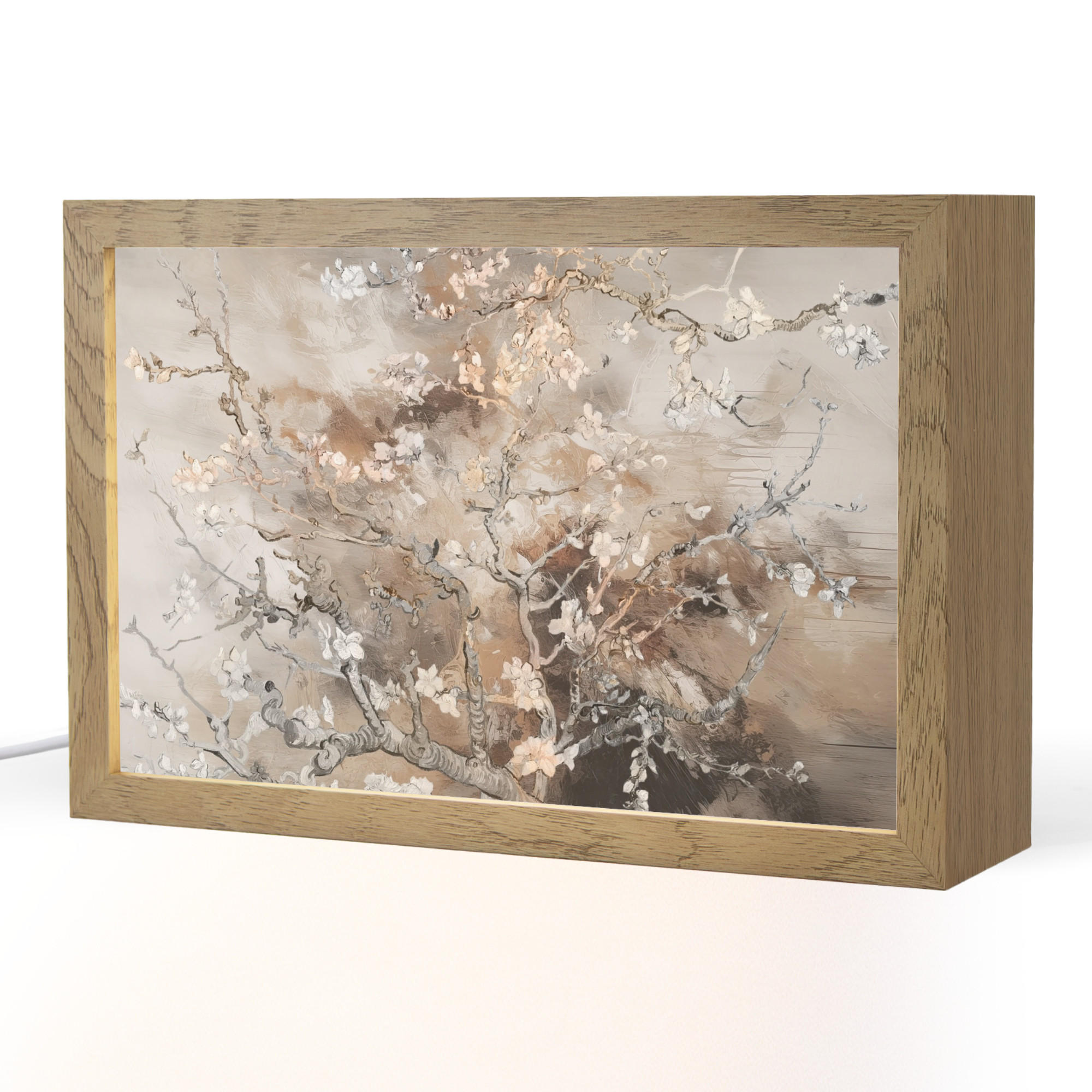 OnlyWow STOLNÍ LAMPA Mandlový květ - Umění - Van Gogh - Béžová - Abstraktní 30x20 cm