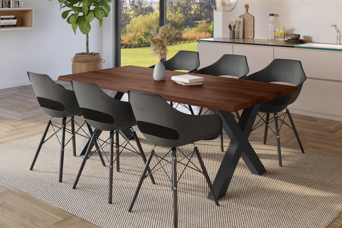 ESSTISCH JULIUS X - Nussbaumfarben/Schwarz, Holz (100/220/77cm) - SAM