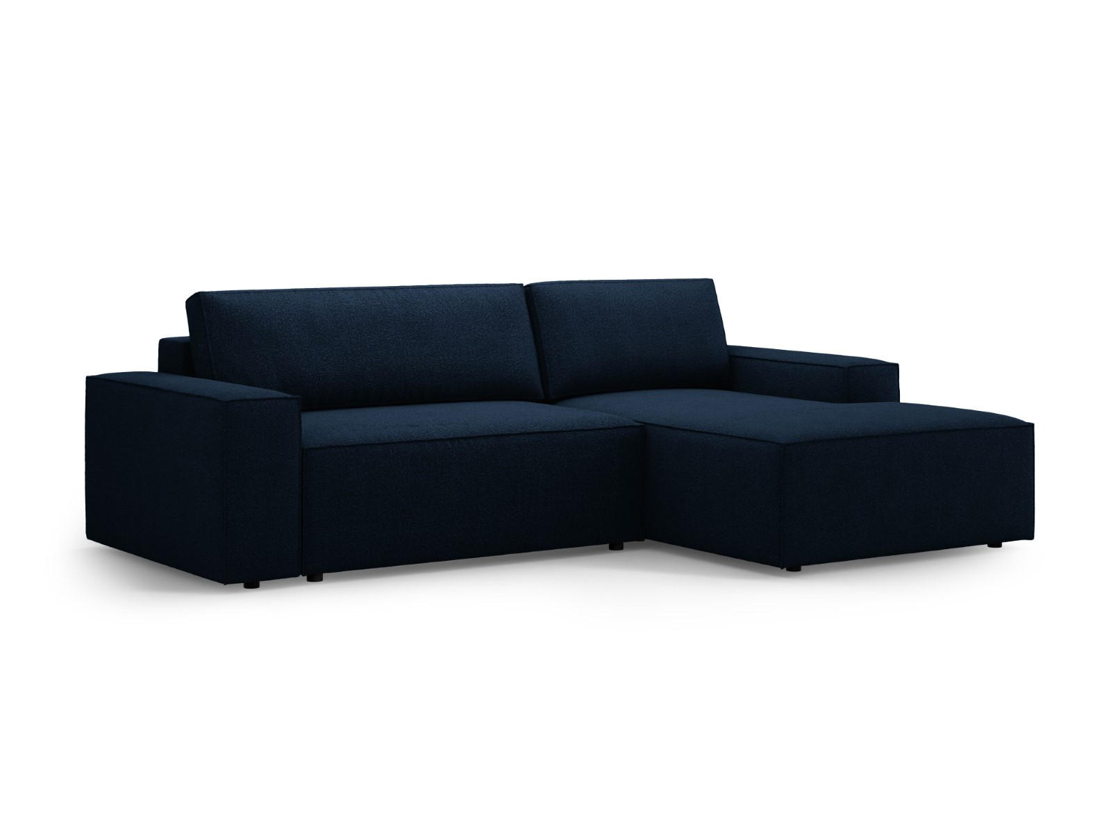 ECKSOFA ausklappbar rechts mit Container Jodie aus Boucle dunkelblau 3 Sitzplätze - Dunkelblau, Textil (151/246cm) - Micadoni