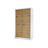 SCHWEBETÜRENSCHRANK Diego IV - Weiß/Eiche Artisan, Holzwerkstoff/Metall (100/200/58cm) - MIRJAN24