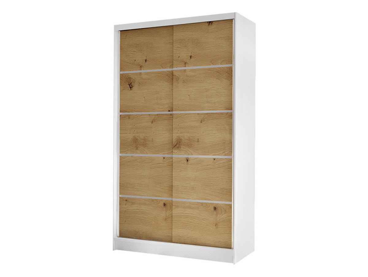 SCHWEBETÜRENSCHRANK Diego IV - Weiß/Eiche Artisan, Holzwerkstoff/Metall (100/200/58cm) - MIRJAN24