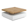 COUCHTISCH drehbar - 1 Schublade - MDF - Weiß & Holzfarben - KYRIA - Weiß, Holz (80/80/36cm) - Vente-Unique