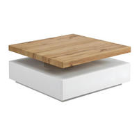 COUCHTISCH drehbar - 1 Schublade - MDF - Weiß & Holzfarben - KYRIA - Weiß, Holz (80/80/36cm) - Vente-Unique