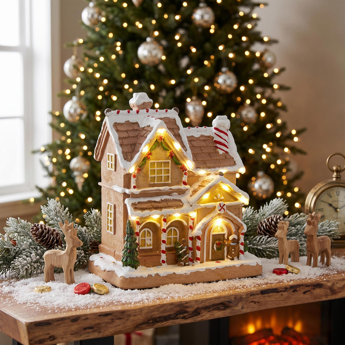 WEIHNACHTSDORF Resin Braun - Braun, Kunststoff (12.5/22.5/21.5cm) - HOMCOM