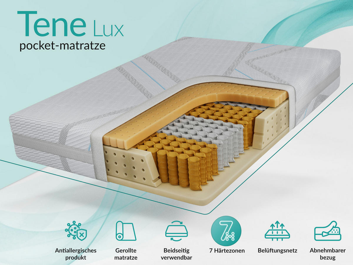 TASCHENMATRATZE TENE - 180/200 - H3 - Lux - Multicolor, Textil (180/200cm) - MKS