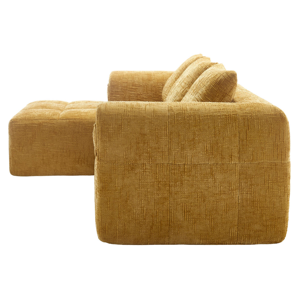 4-SITZER ECKSOFA Chenille Gelb mit Kissen und Seitentaschen - Gelb, Textil (250/158cm) - WISHDOR