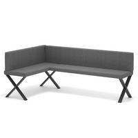 ECKBANK links VERO X Webstoff glatt, 128/168 cm Dunkelgrau - Dunkelgrau, Textil/Metall (128/168cm) - Idohome
