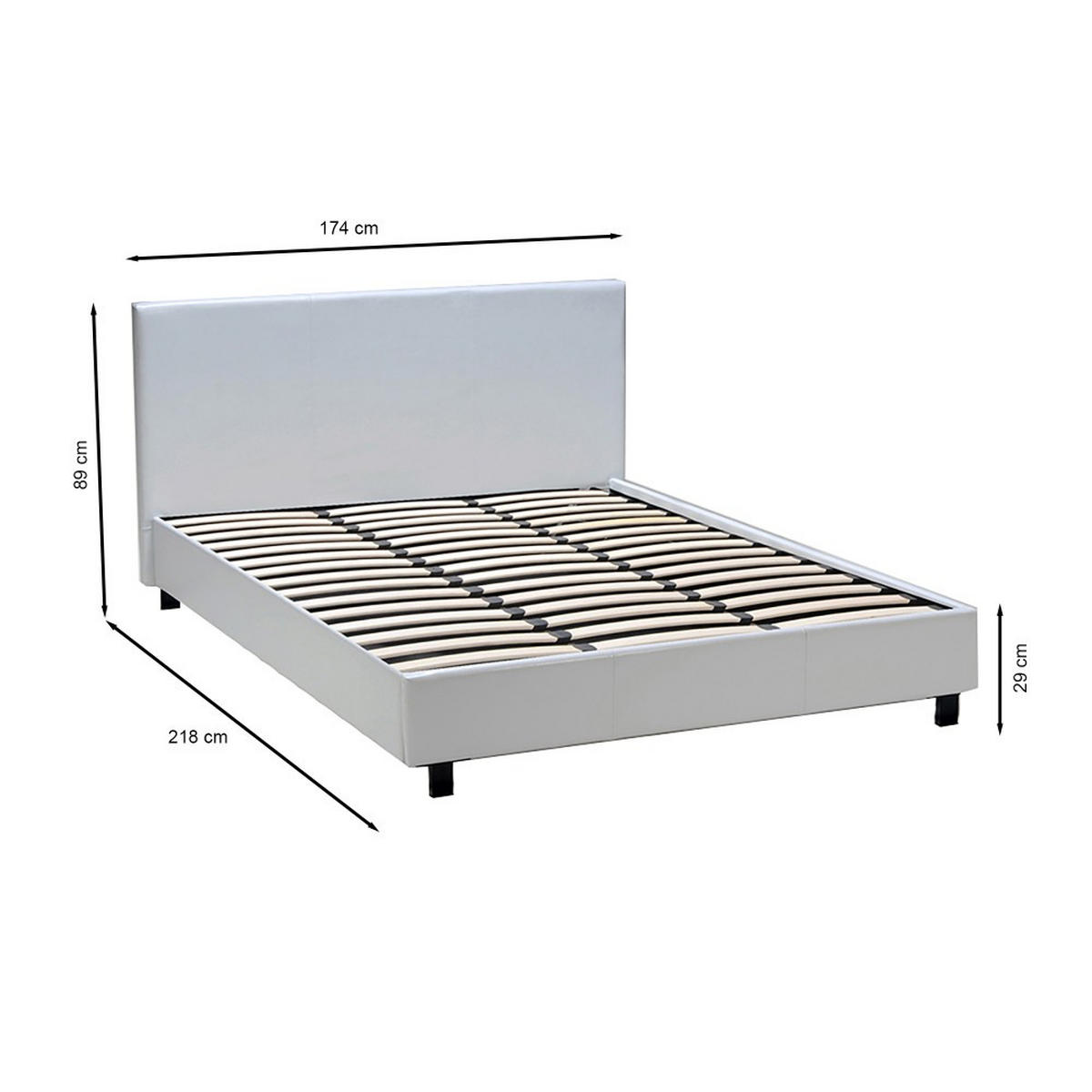 BETT 160x200 cm - Weiß - Weiß, Metall (160/200cm) - Weber Industries