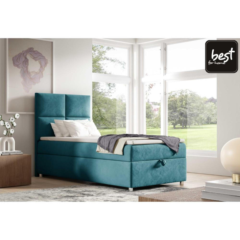 BOXBETT mit Bettkasten Trinity K2-SINGLE Bonellfederkern inkl - Hellblau, Holz/Holzwerkstoff (70/200cm) - Best For Home